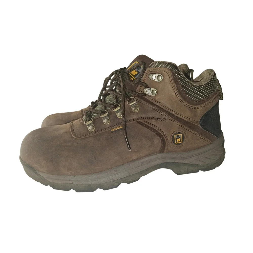 Work Master Mens Brown Leather Waterproof Hiking Work Boots SC-0812-FR Size 12M